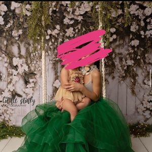 Girls emerald green skirt (couture) WITH TRAIN